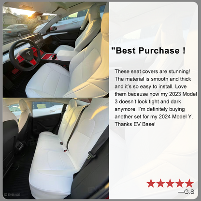 EVBASE Custom Seat Covers NAPPA Leather Interior Accessories For Tesla Model 3/Y