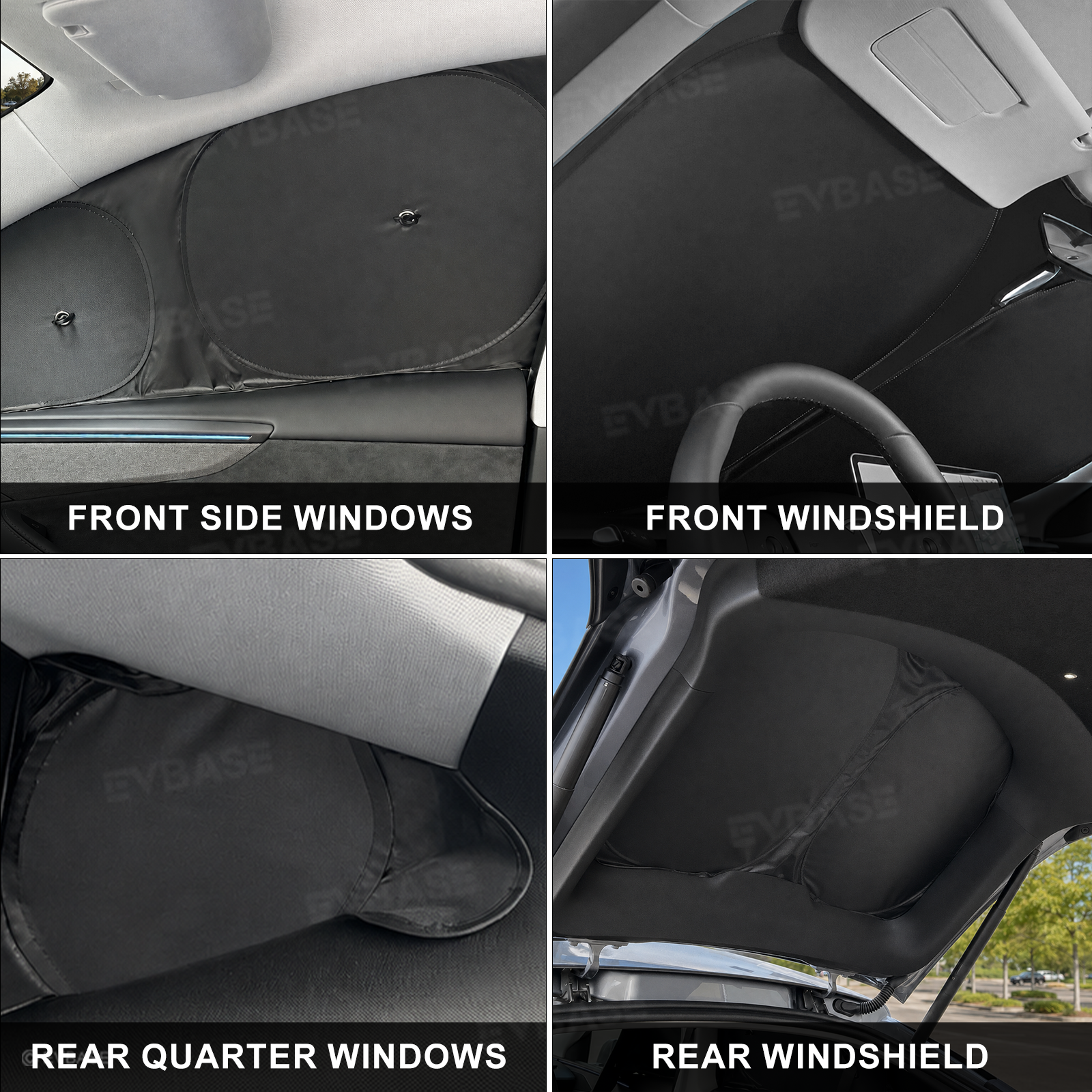 Model Y Juniper Sunshade Set Front & Rear Windshield Shade & Side Window Shades UV & Heat Protection Privacy Cover for Tesla Model Y/ YL & Model 3/3 Highland