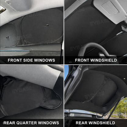 Model Y Juniper Sunshade Set Front & Rear Windshield Shade & Side Window Shades UV & Heat Protection Privacy Cover for Tesla Model Y/ YL & Model 3/3 Highland