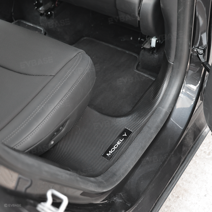 Model Y Juniper/ 3 Highland Door Sill Protector ABS Full Coverage Kick Panel Carpet Protection Cover-Hydro Carbon Fiber Coated