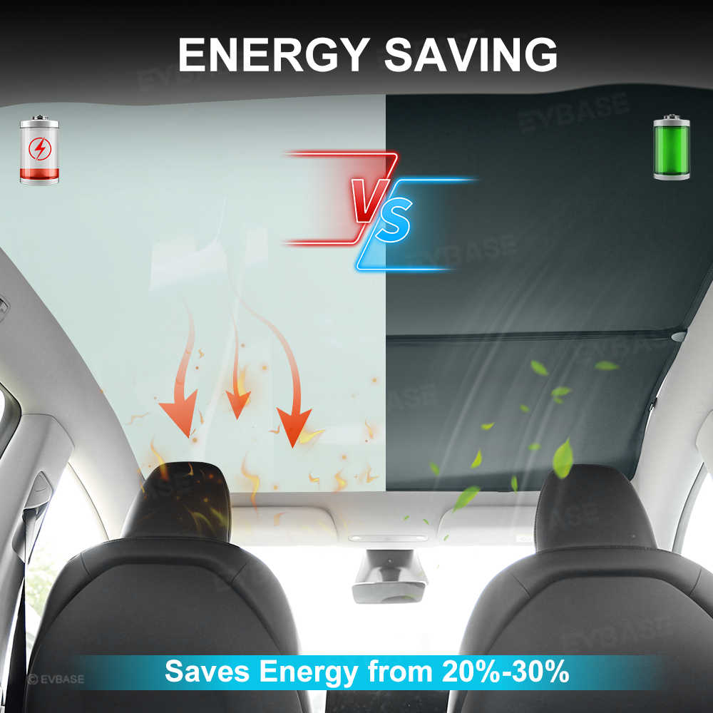 Tesla Model Y Juniper Glass Roof Sunshade Ice Crystal Sunroof Shade Foldable Sun Visor
