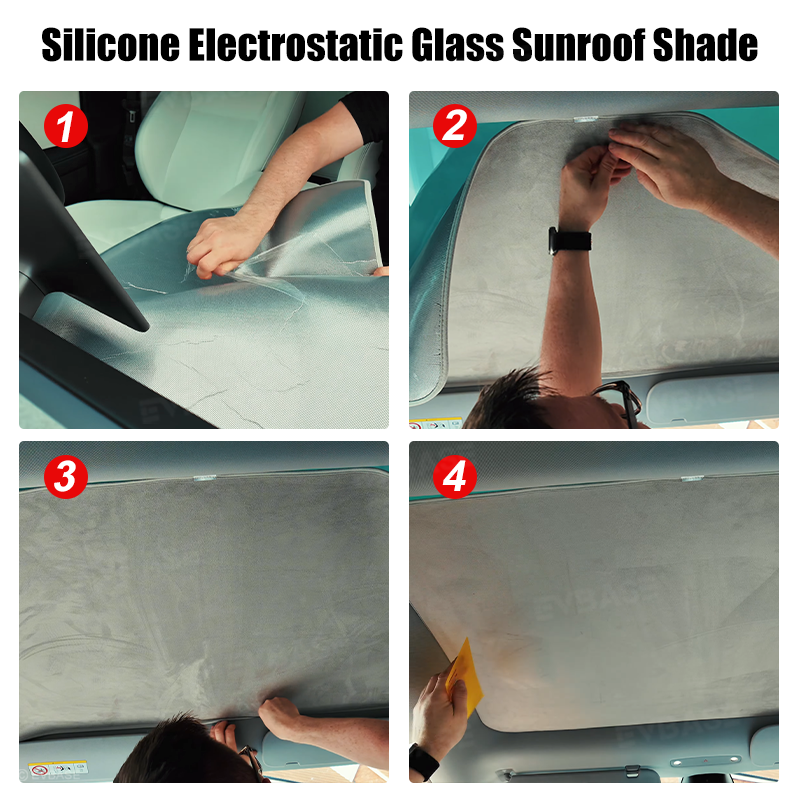 Model Y Juniper/ 3 Highland Sunshade Silicone Electrostatic Glass Sunroof Shade Heat Insulation UV Protection Faux Suede Sun Visor
