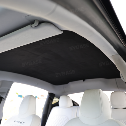 Model Y Juniper/ 3 Highland Sunshade Silicone Electrostatic Glass Sunroof Shade Heat Insulation UV Protection Faux Suede Sun Visor