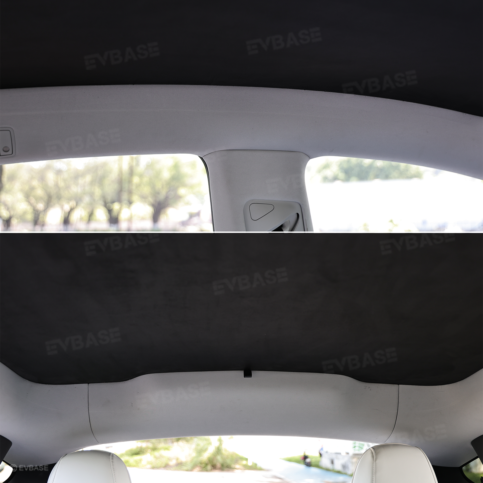 Model Y Juniper/ 3 Highland Sunshade Silicone Electrostatic Glass Sunroof Shade Heat Insulation UV Protection Faux Suede Sun Visor