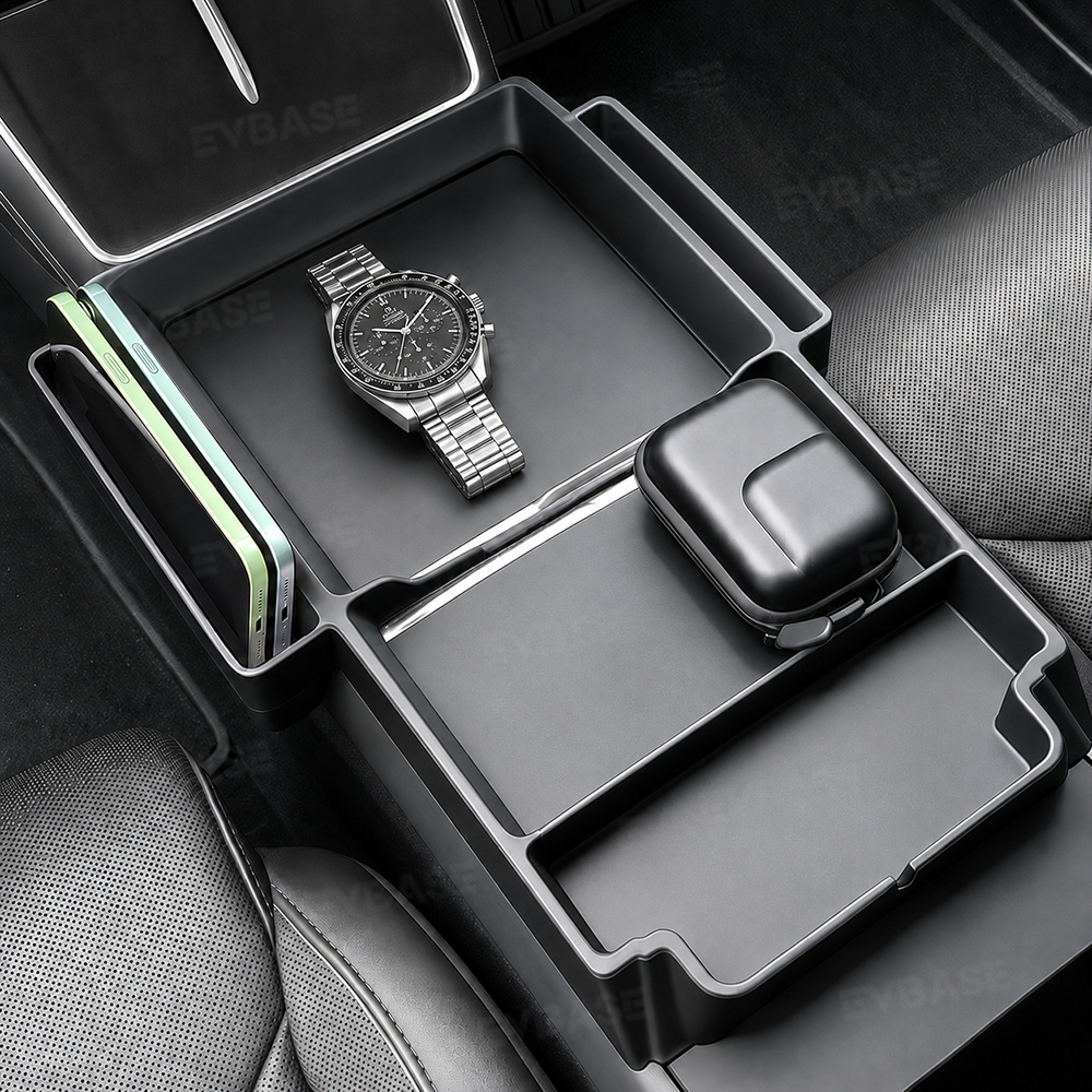 Model Y Juniper/Model Y L/ 3 Highland Center Console Tray 2.0 Silicone Organizer with Side Pockets