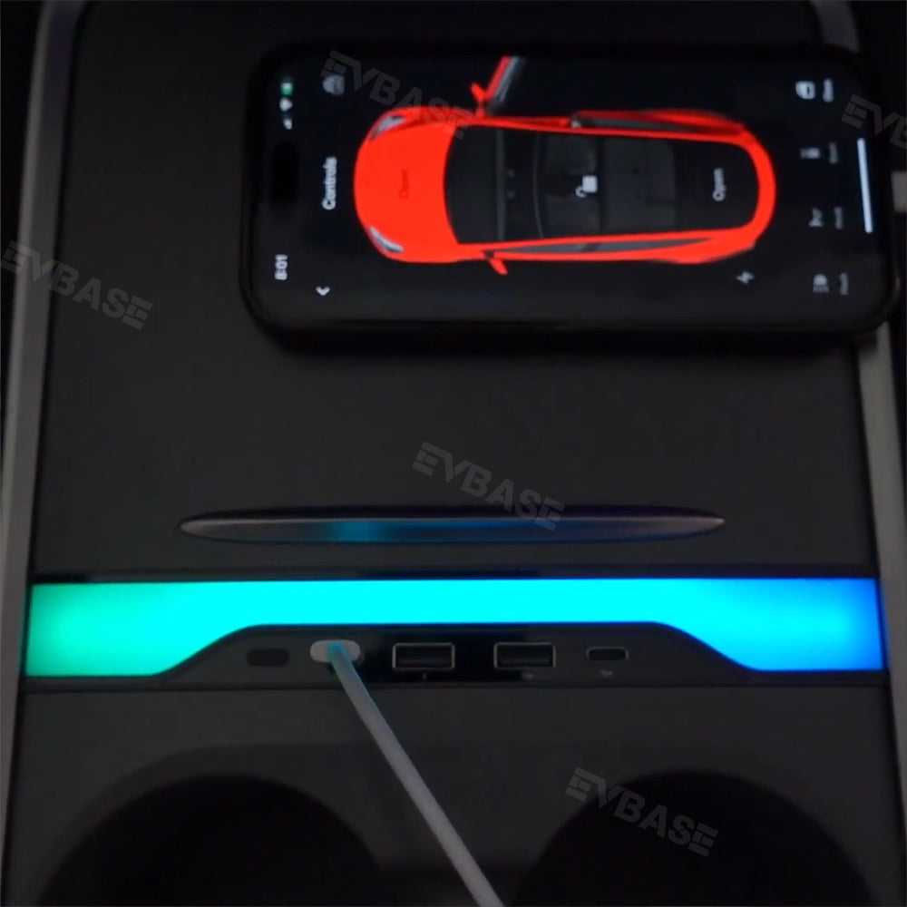 Tesla RGB USB Hub Adapter With Ambient Light Model Y Juniper Center Console Multiport Hub Adapter