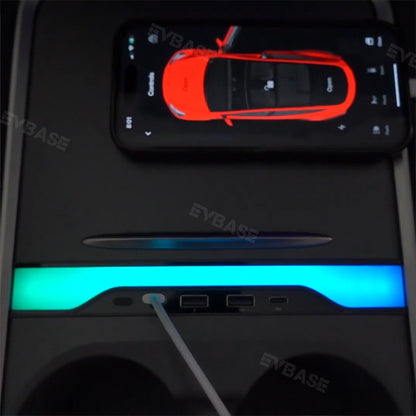Tesla RGB USB Hub Adapter With Ambient Light Model Y Juniper Center Console Multiport Hub Adapter