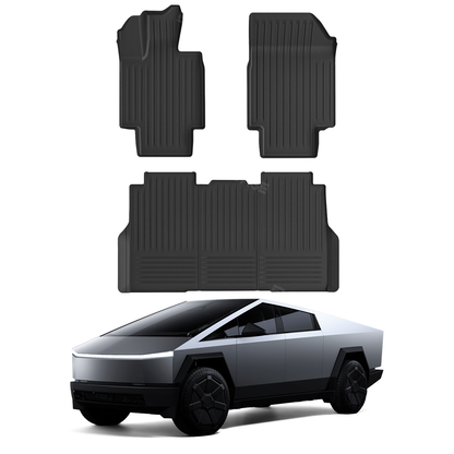 Cybertruck Floor Mats 3D Anti-Slip Waterproof All-Weather Interior Liners Front Rear Set 3PCS For Tesla