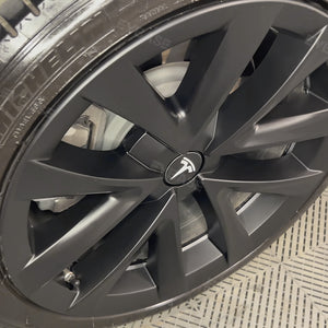 EVBASE Tesla Model 3 Cubierta de la rueda 18 pulgadas Sport Model S Versión a cuadros Tapa de rueda arácnida 4PCS Mate