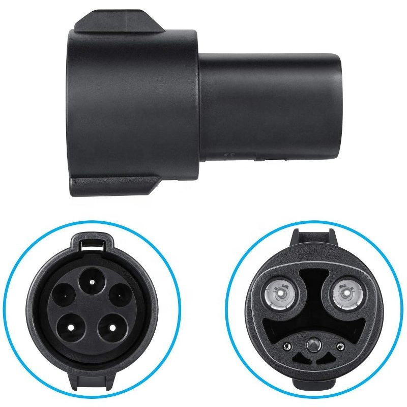 EVBASE J1772 到特斯拉充電適配器 80A MAX/240VAC，帶充電器鎖，相容特斯拉 Model 3/Y/S/X