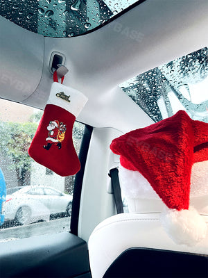 Tesla Seats Christmas Hat Headrest Model 3/Y/X/S Red Christmas Hat for Tesla Seats with 2 Hats