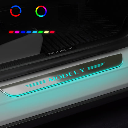 EVBASE Model Y Colorful Door Sill Protector Welcome Pedal Illuminated Door Sill For Tesla