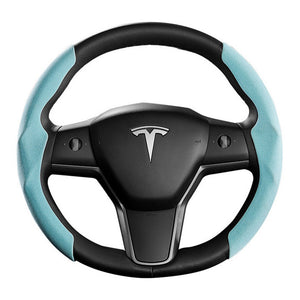 EVBASE Tesla Cubierta del volante Gamuza Alcantara Material personalizado para el modelo 3 Y