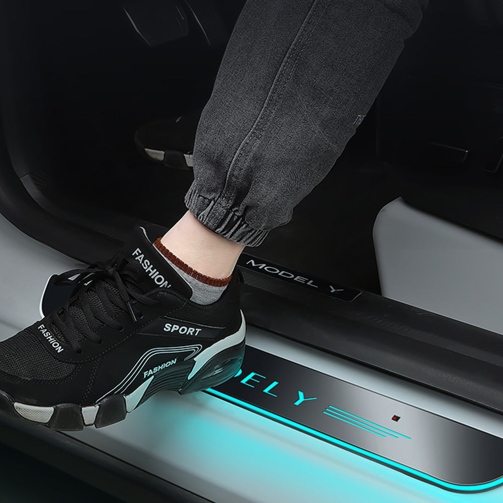 EVBASE Model Y Colorful Door Sill Protector Welcome Pedal Illuminated Door Sill For Tesla