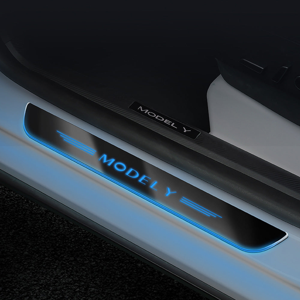 EVBASE Model Y Colorful Door Sill Protector Welcome Pedal Illuminated Door Sill For Tesla