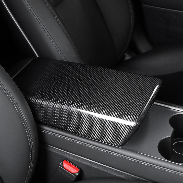 EVbase Tesla Central Control armrest Box Cover Real Carbon Fiber For M -  EVBASE-Premium EV&Tesla Accessories