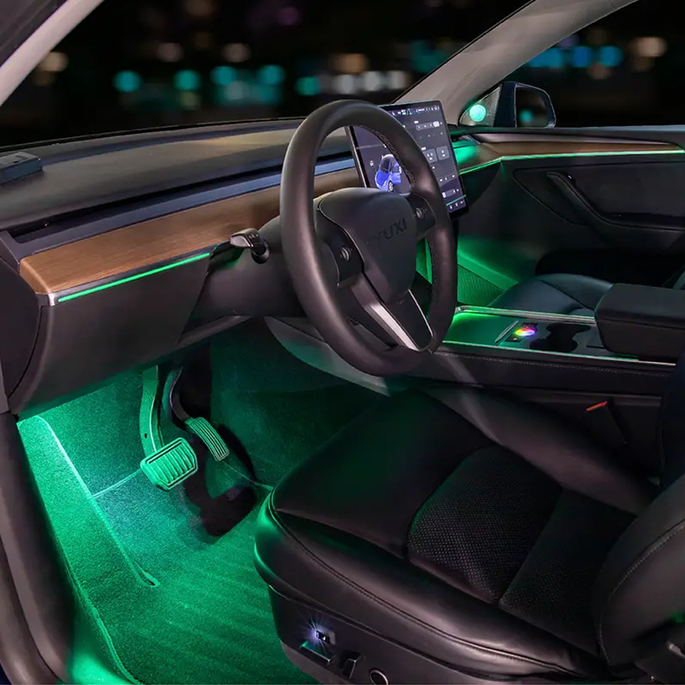 Tesla Model 3 Y Ambient Light Laser Etched LED 64 colors atmosphere li -  EVBASE-Premium EV&Tesla Accessories