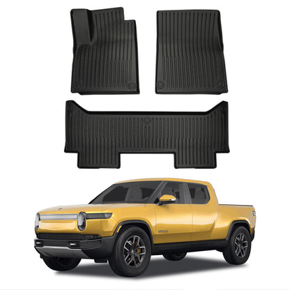R1T Floor Mats TPE All Weather Protection for Rivian Accessories Black