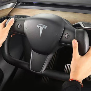 EVBASE Tesla Model 3 Model Y Yoke steering wheel Nappa black