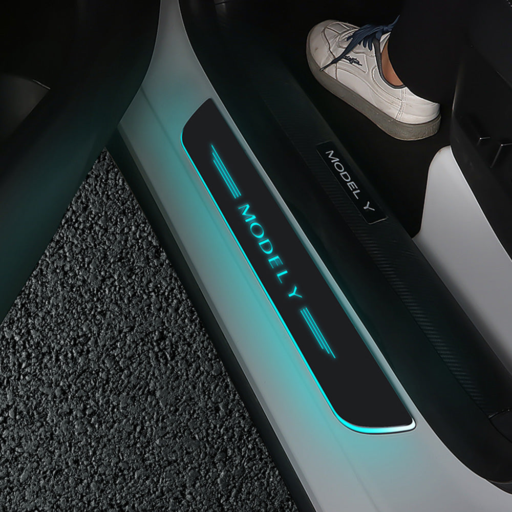 EVBASE Model Y Colorful Door Sill Protector Welcome Pedal Illuminated Door Sill For Tesla