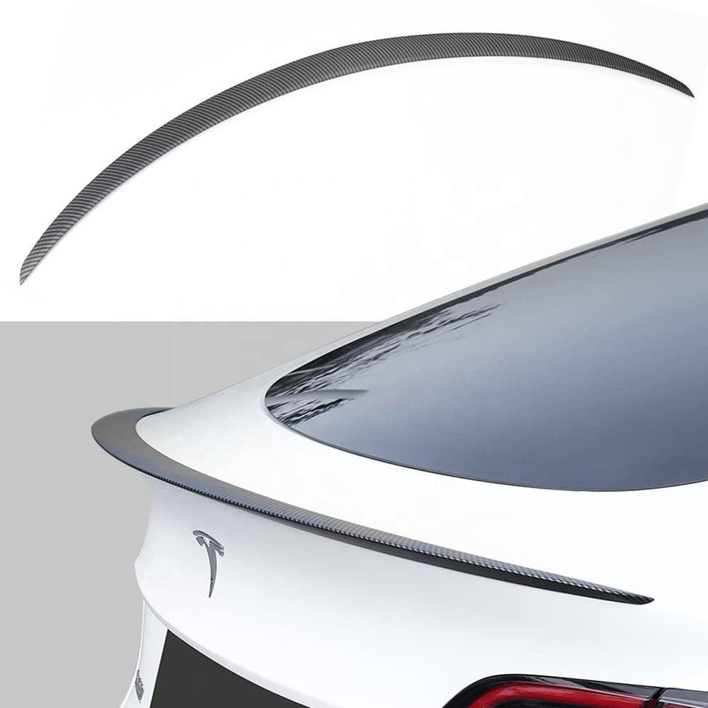 Tesla Model 3 Real Carbon Fiber Spoiler & logos Installation 