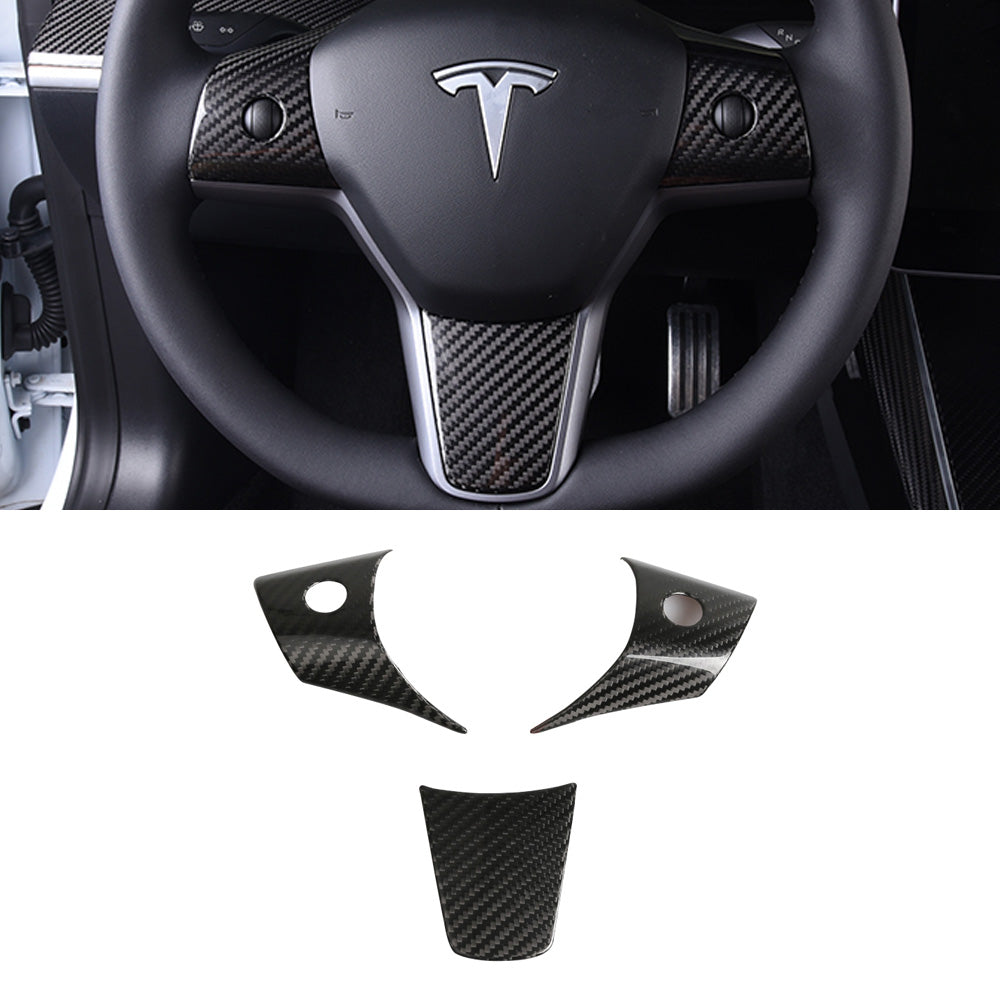 EVBASE Carbon Fiber Tesla Steering Wheel Middle frame Cover For Model 3 Y
