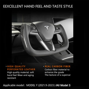 EVBASE Tesla Model 3 Model Y Yoke steering wheel Nappa black
