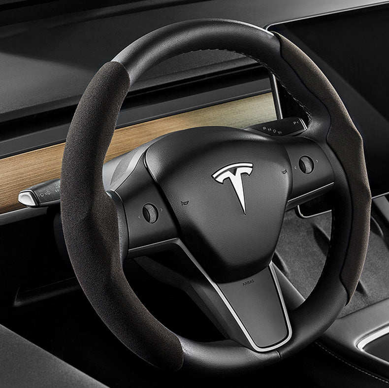 EVBASE Tesla Coprivolante Pelle scamosciata Alcantara Materiale personalizzato per modello 3 Y