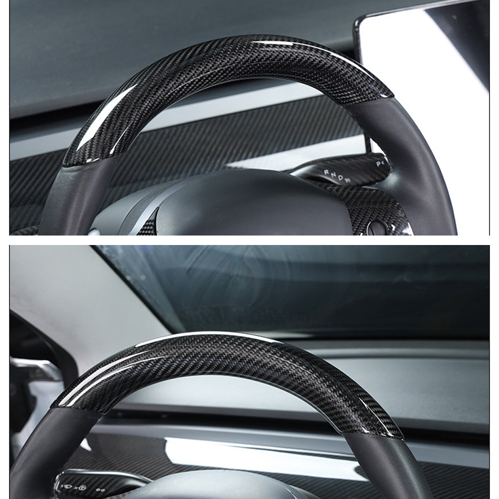 EVBASE Tesla Model 3 Y Real Carbon Fiber Steering Wheel Cap Tesla Carb -  EVBASE-Premium EV&Tesla Accessories