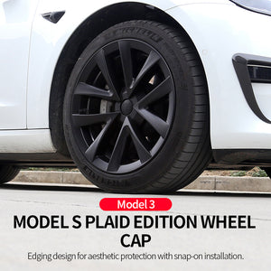 EVBASE Tesla Model 3 Arachnid Radabdeckung 18 Zoll Sport Model S Plaid Version Radkappe 4PCS Matt