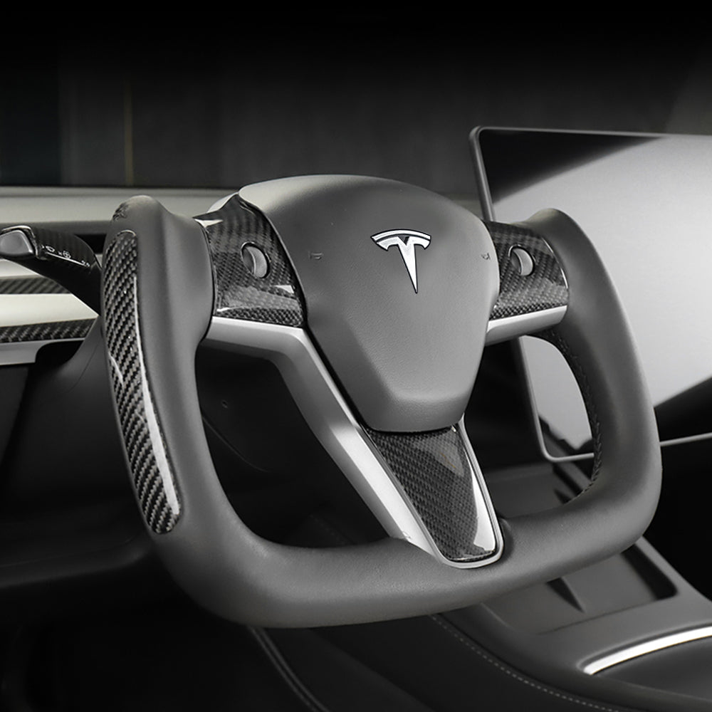 EVBASE Model 3 Y Yoke Steering Wheel Replacement Nappa White For Tesla