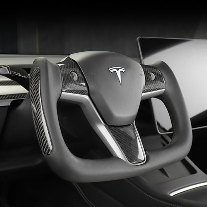 EVBASE Model 3 Y Yoke Steering Wheel Replacement Nappa White For Tesla
