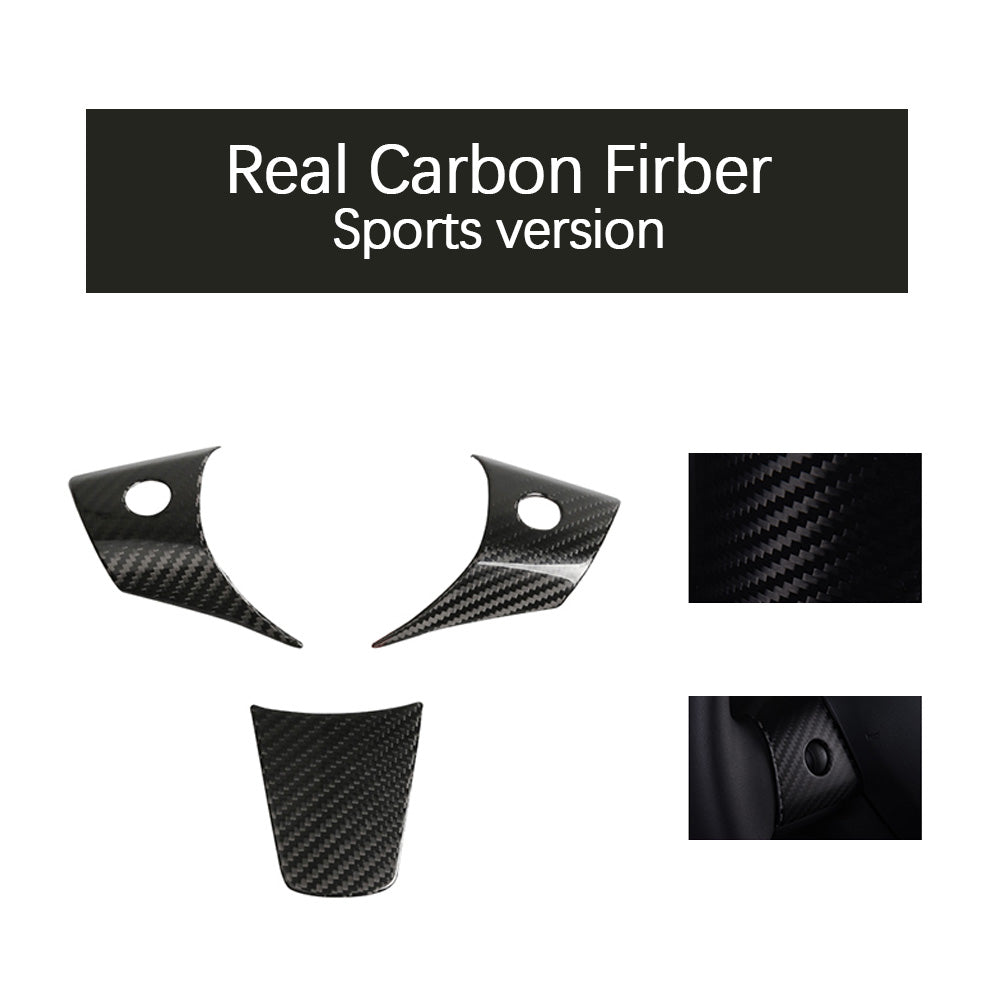 EVBASE Carbon Fiber Steering Wheel Middle frame Cover For Tesla Model 3 Y