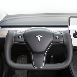 EVBASE Tesla Model 3 Model Y Yoke Lenkrad Nappa schwarz