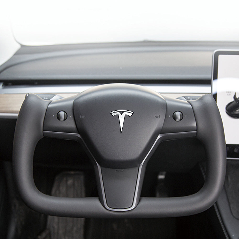 TIMWIND Tesla Lenkradbezug aus Mikrofaser-Leder, handgenäht für Tesla Model  3/Modell Y (Schwarz-Entlüftungsloch) : : Auto & Motorrad