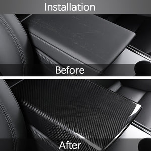 EVbase Tesla Central Control armrest Box Cover Real Carbon Fiber For Model 3 Y