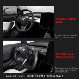 EVBASE Tesla Model 3 Model Y Yoke Lenkrad Nappa schwarz