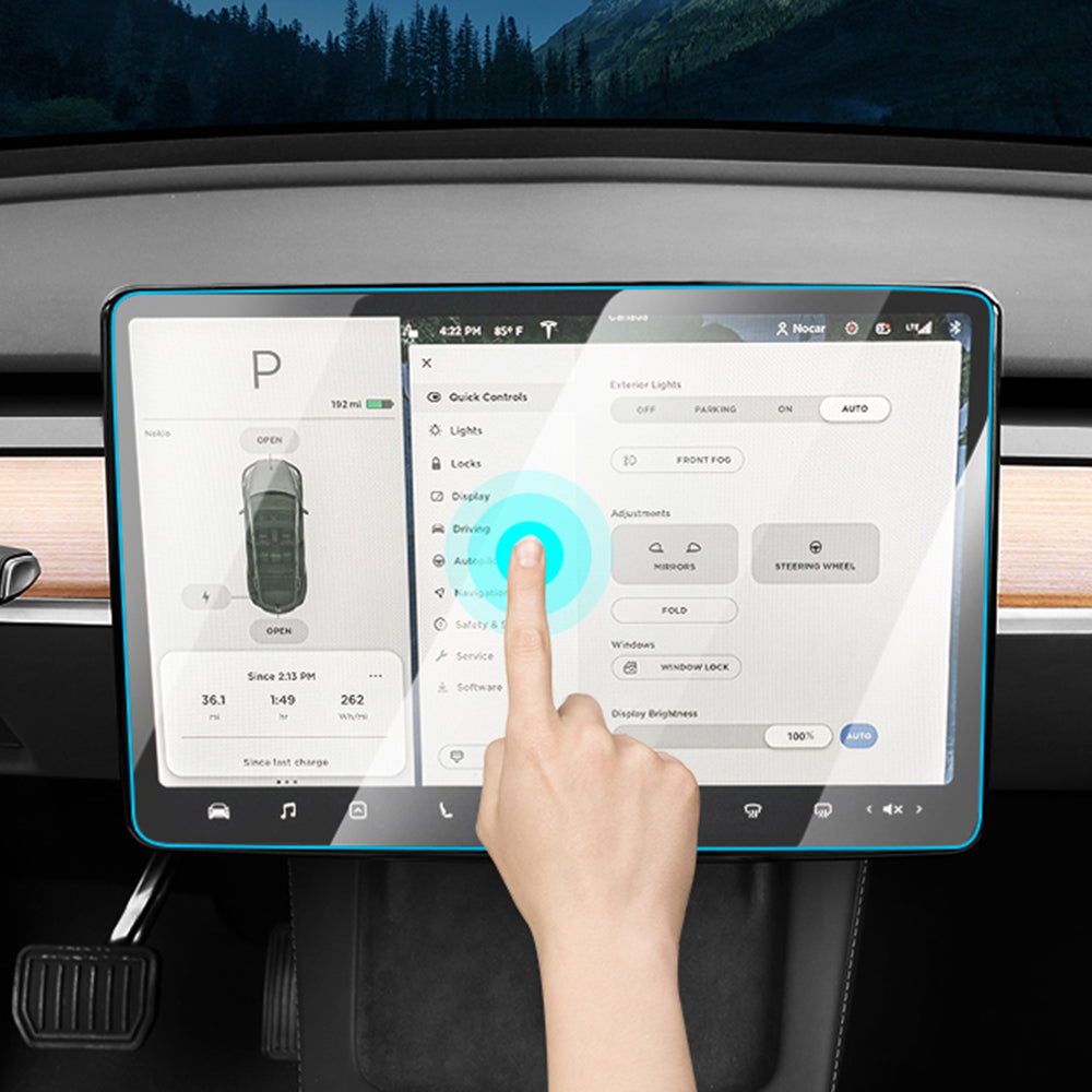 EVBASE Tesla Protector de pantalla para el modelo 3 y Protector de pantalla Tesla de vidrio templado