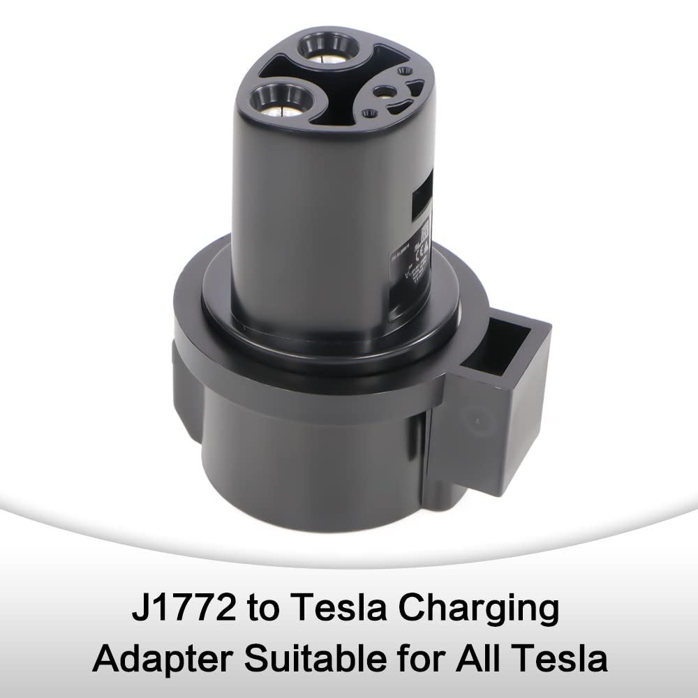 EVBASE J1772 a Tesla Adaptador de carga 80A MAX / 240VAC con bloqueo de cargador Compatible con Tesla Model 3 / Y / S / X
