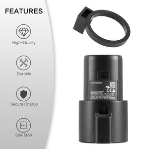 EVBASE J1772 to Tesla Charging Adapter 80A MAX/240VAC with Charger Lock Compatible with Tesla Model 3/Y/S/X