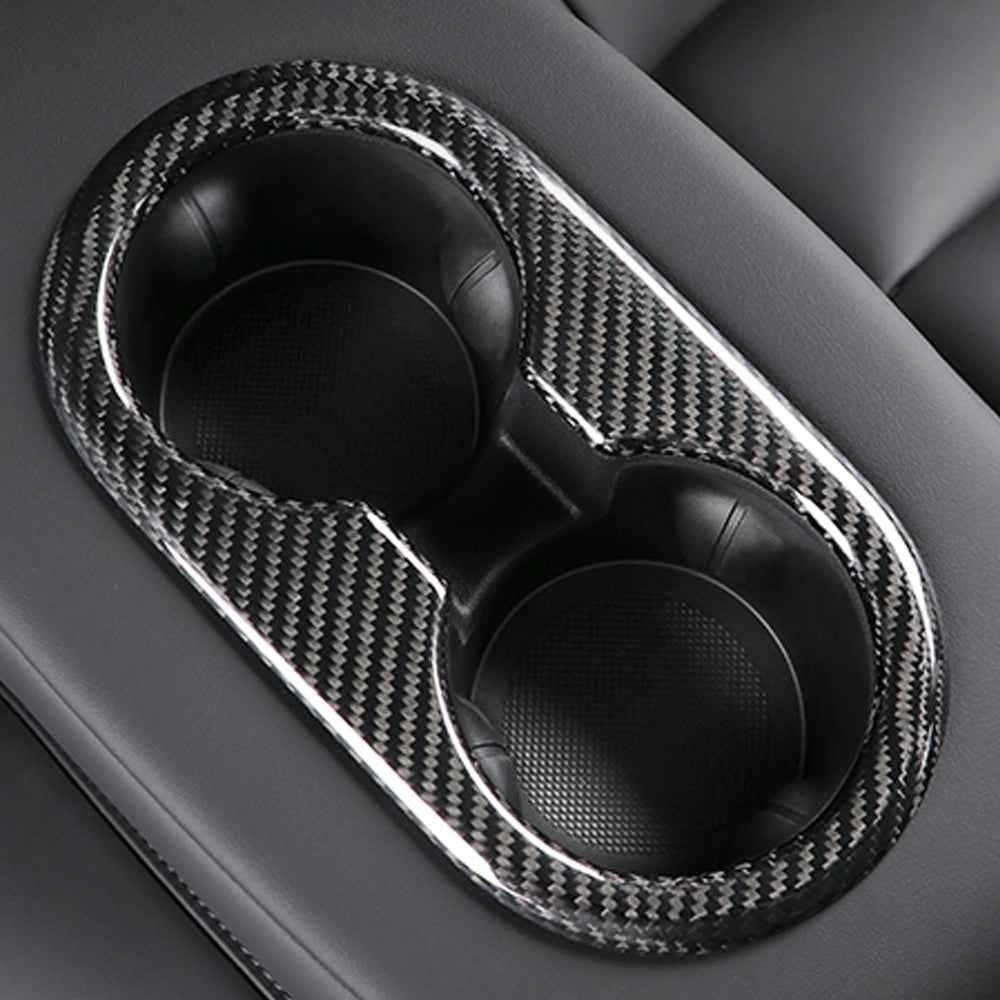 Model 3 Y Real Carbon Fiber Center Console Cup Holder Cover for Tesla