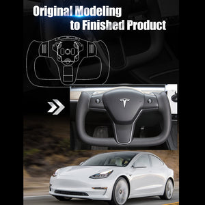 EVBASE Tesla Model 3 Model Y Yoke Lenkrad Nappa schwarz