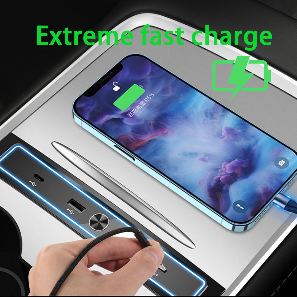 Model 3 Model Y USB Hub Adapter 4 in 1 Multiport Center Console Adapter for Tesla Accessories