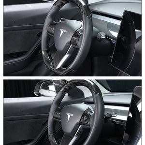 EVBASE Tesla Model 3 Y Real Carbon Fiber Steering Wheel Cap 2pcs