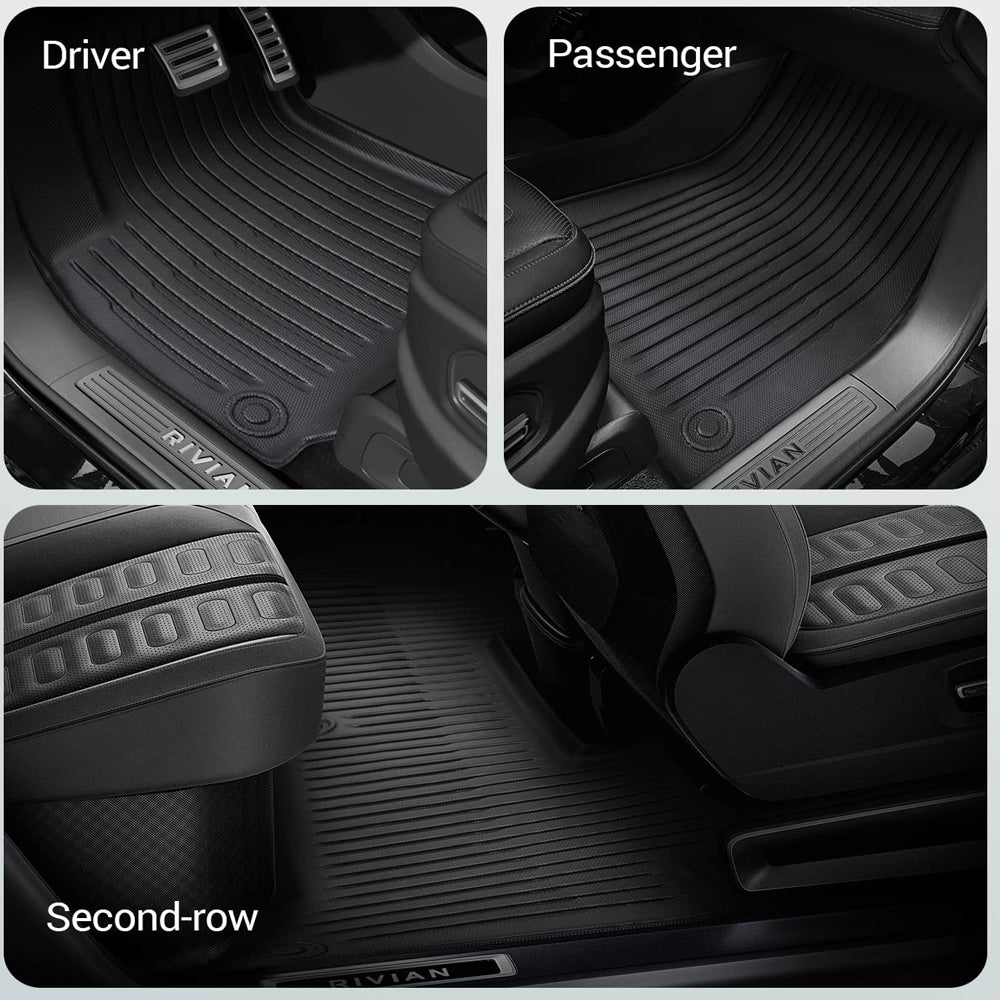 R1T Floor Mats TPE All Weather Protection for Rivian Accessories Black