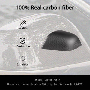 Copertura per specchietto retrovisore Tesla in vera fibra di carbonio EVBASE per modello 3 Y