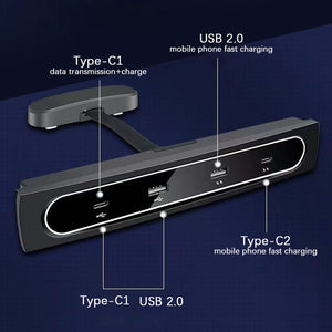 Tesla Model 3 Y USB-HUB-Adapter für die Mittelkonsole mit Umgebungsbeleuchtung