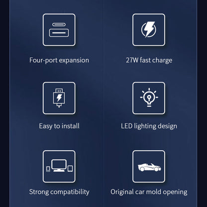 Model 3 Model Y USB Hub Adapter 4 in 1 Multiport Center Console Adapter for Tesla Accessories
