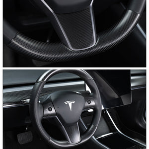 EVBASE Tesla Model 3 Y Real Carbon Fiber Steering Wheel Cap Tesla Carbon Fiber Interior