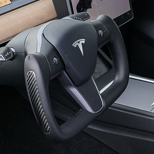 EVBASE Tesla Model 3 Model Y Yoke Lenkrad Nappa schwarz